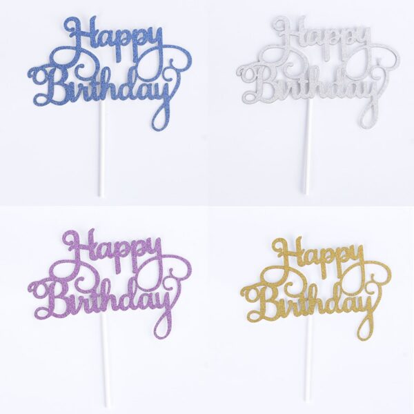 Tordi topper Happy Birthday, hõbedane - Image 2