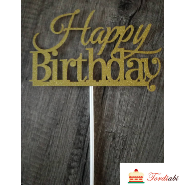 Tordiabi happy birthday topper kuldne