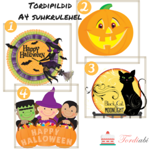 Halloweeni tordipildid A4 suhkrulehel