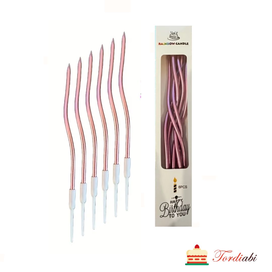 Tordiabi rosegold kõverad tordiküünlad