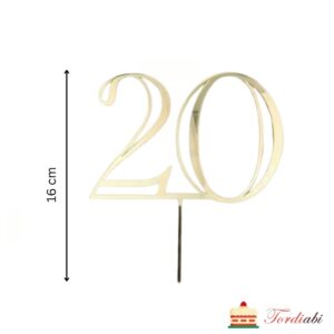 Tordiabi kuldne akrüülist topper number 20