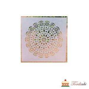 Tordiabi lillelise mustriga ümmargune sabloon