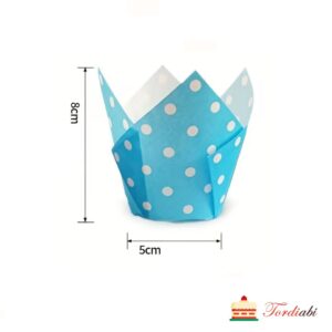 Tordiabi sinised täpilised tulp muffinivormid