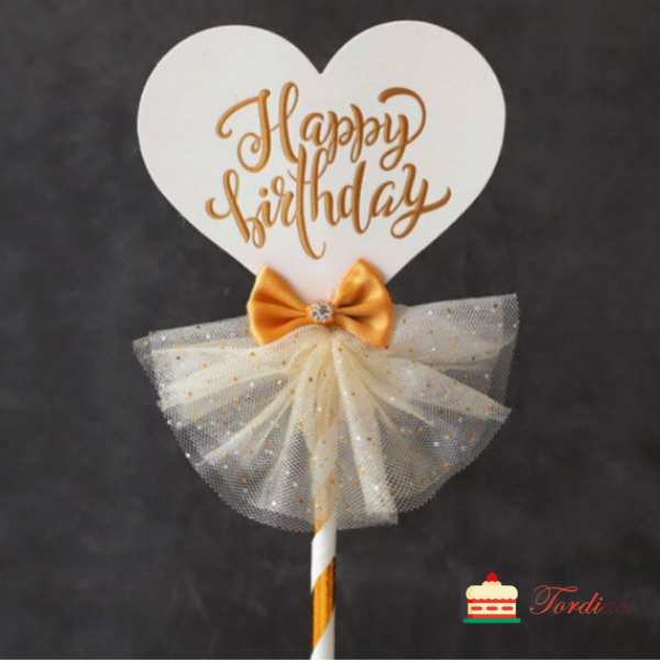 Tordiabi tordi topper happy birthday elegantne valge kleidiga