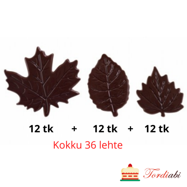 Tordiabi šokolaadidekoor vahtralehed puulehed tumedast šokolaadist