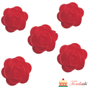 Tordiabi vahvlidekoor punased roosid 4,5 cm 5 tk