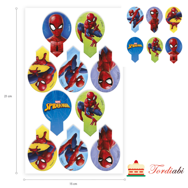 Tordiabi vahvlist Ämblikmees Spiderman muffini topperid