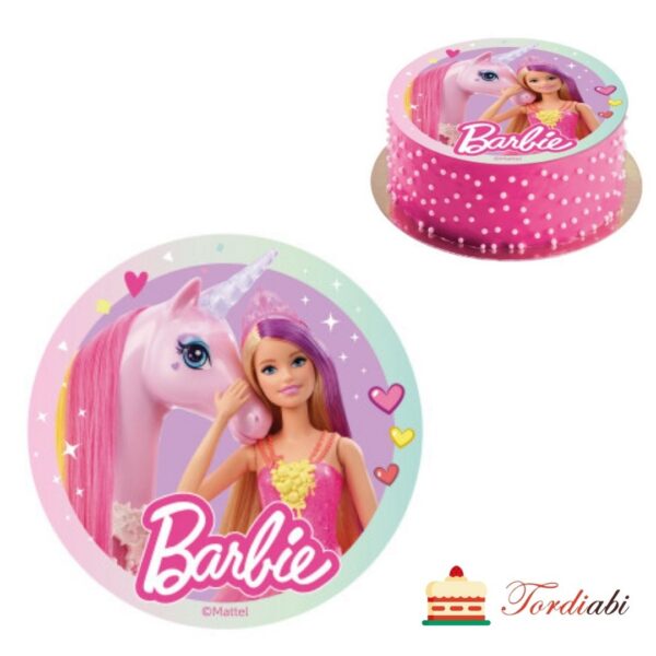 Tordiabi vahvlipilt tordile Barbie hobusega