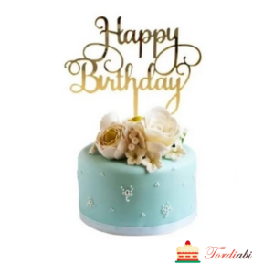 Tordiabi Happy Birthday kuldne topper