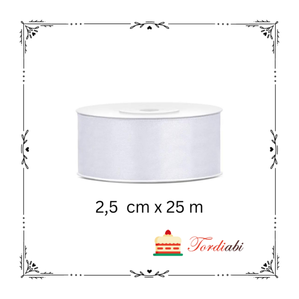 Tordiabi valge satiinist pael 25 mm