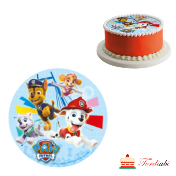 Tordiabi Paw patrol suhkruvaba tordipilt ümmargune