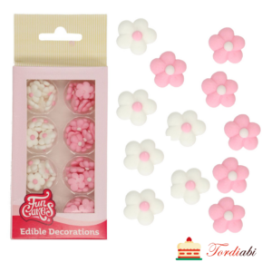 Tordiabi suhkrudekoor pisikesed lilleõied roosad ja valged