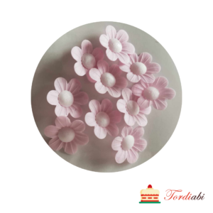 Tordiabi vahvlidekoor roosad lilleõied valge südamikuga