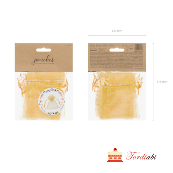 Tordiabi väikesed kuldsed organza kotikesed 10 tk
