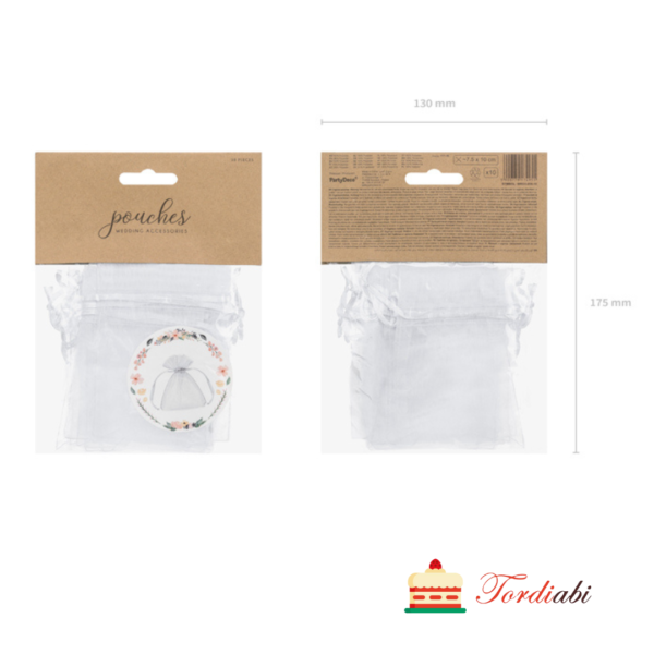 Tordiabi valged organza kotikesed 10 tk