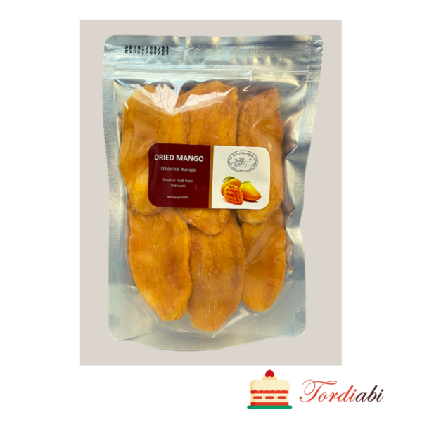 Tordiabi kuivatatud mango pakendis