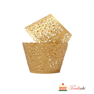 Tordiabi muffini iluümbrised pitsilise mustriga kuldsed 10 tk