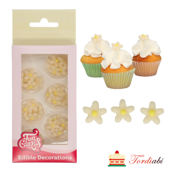 Tordiabi martsipanist pisikesed valged lilleõied 30 tk funcakes