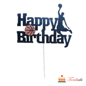 Tordi topper Happy Birthday, sädeleva korvpalliga
