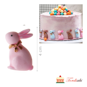 Tordiabi suhkrudekoor 2D jänes kuldse paelaga, roosa