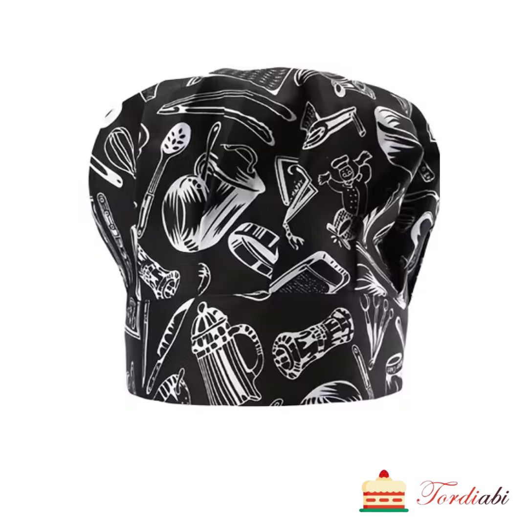 Tordiabi tekstiilist kokamüts köögiriistadega