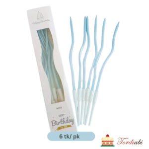 Tordiabi helesinised pikad kõverad tordiküünlad