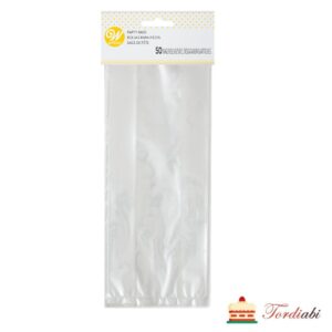 Tordiabi pulgakoogi kotikesed läbipaistvad koos hõbedaste kinnitustega