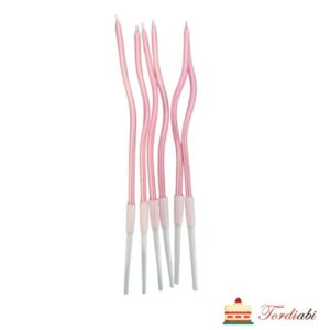 Tordiabi roosad kõverad tordiküünlad