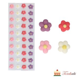 Tordiabi suhkrudekoor pisikesed lilleõied kollase südamikuga mix