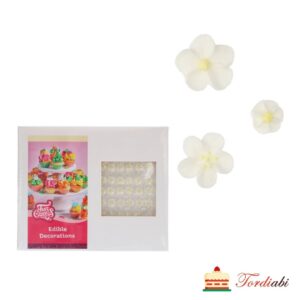 Tordiabi valged lilleõied kollase südamikuga mix karp FunCakes